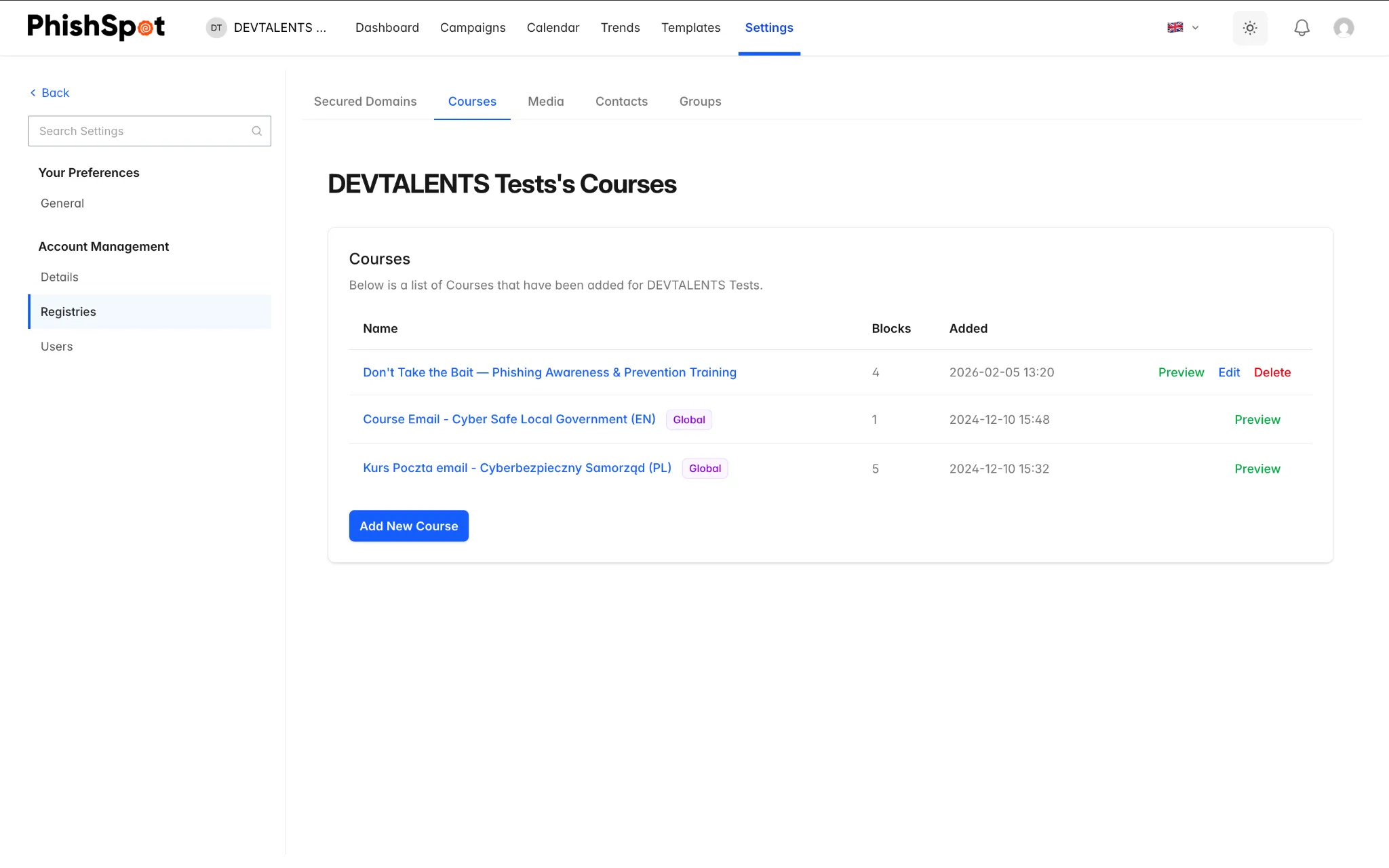Courses that fit the click